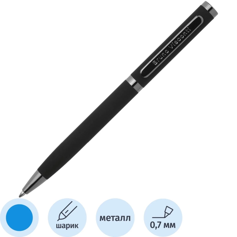 Ручка шариковая BV FIRENZE 1мм син кор черн,тубус прямоуг черный 20-0298/03