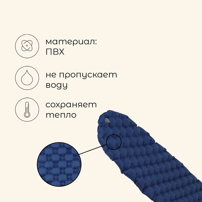 Коврик туристический maclay, надувной, 190х58х5 см, цвет синий Коврик туристический maclay, надувной, 190х58х5 см, цвет синий