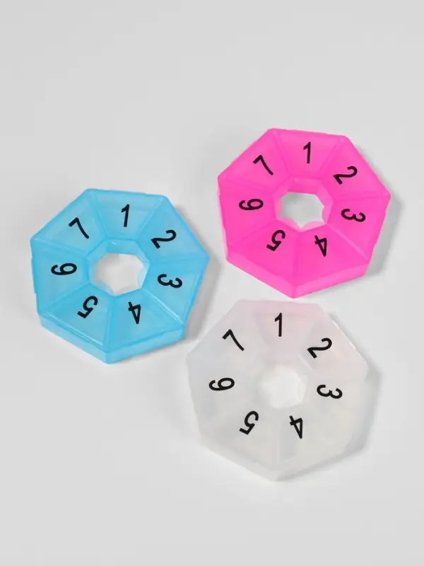 Таблетница «Цифры», 7.5×7.5×1.7 см, 7 секций, МИКС Таблетница «Цифры», 7.5×7.5×1.7 см, 7 секций, МИКС