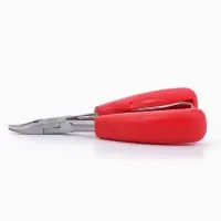 Кусачки педикюрные, с пластиковой ручкой, изогнутое лезвие, 13 см, длина лезвия-17 мм, серебристые, красные