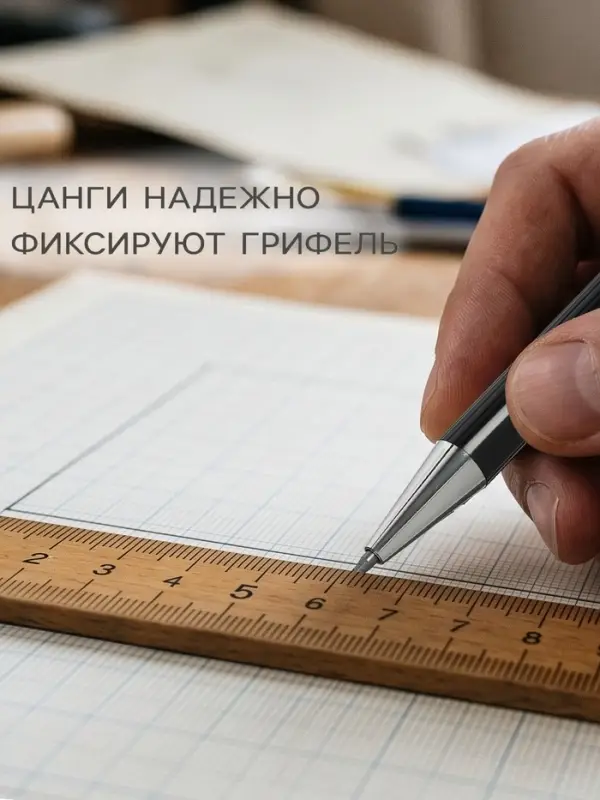 Карандаш цанговый, толщина грифеля 2.0 мм, HB, чёрный корпус, с клипом