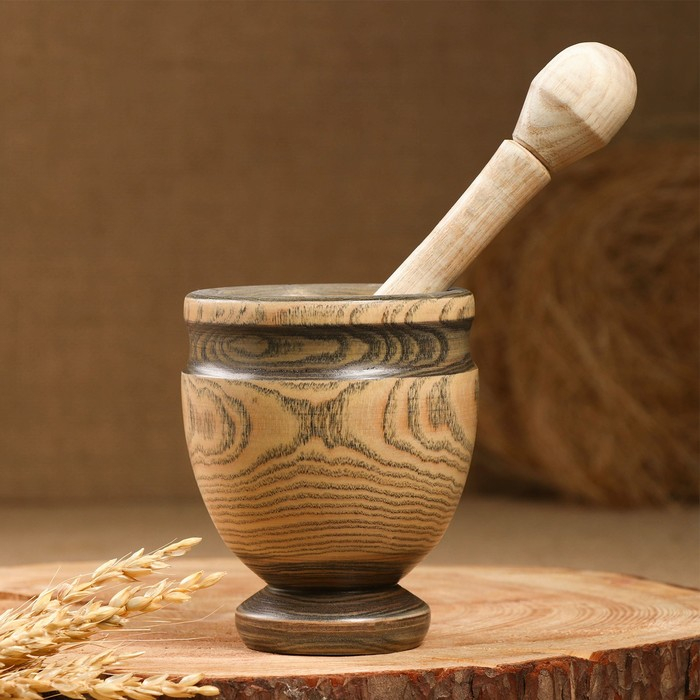 Набор: ступка с пестиком, ясень , 13 см, МИКС Набор: ступка с пестиком, ясень , 13 см, МИКС