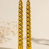 Набор свечей витых, 2.3&times;24.5 см, 5 ч, 50 г, 2 шт., золотой, в подарочной коробке