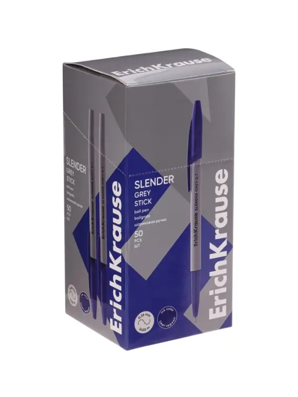 Ручка шариковая ErichKrause Slender Stick Grey, Super Glide, 0.7 мм, синяя Ручка шариковая ErichKrause Slender Stick Grey, Super Glide, 0.7 мм, синяя