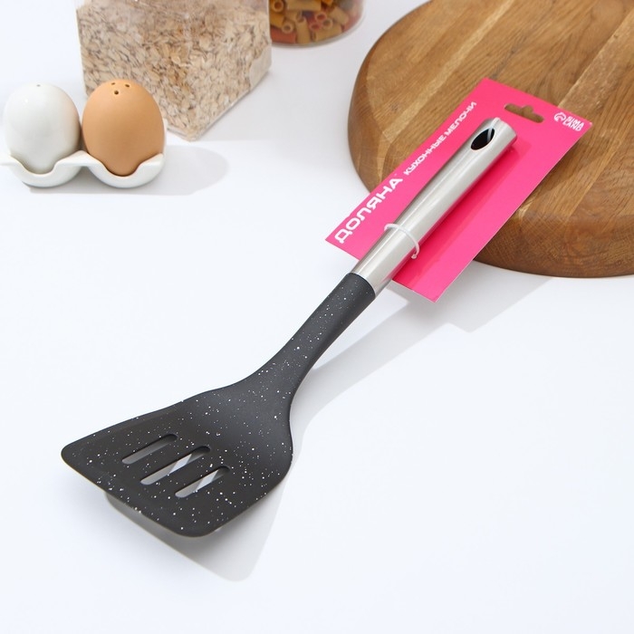 Лопатка кухонная Доляна «Синара», 34,5 см, цвет серебряный