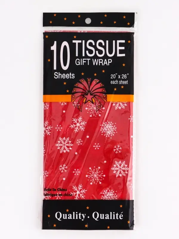 Бумага упаковочная тишью Бумага упаковочная тишью "Снежинки на красном", красная, 50 х 66 см