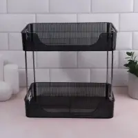 Органайзер для хранения, с ручками, 2 секции, 31&times;20&times;29 см, цвет чёрный, серебристый