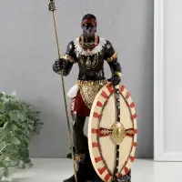 Сувенир полистоун "Воин Африки с копьем и щитом" 12х9х29 см