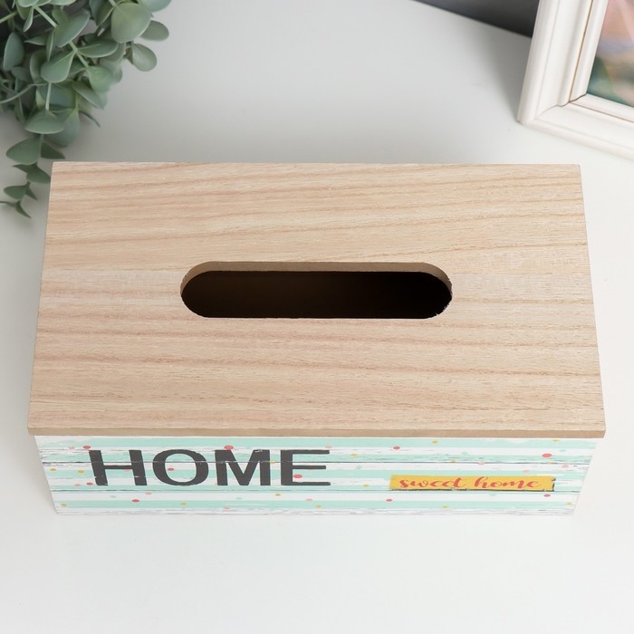 Шкатулка дерево для салфеток  Шкатулка дерево для салфеток "Полоски с цветным горошком" 25х9,5х14 см