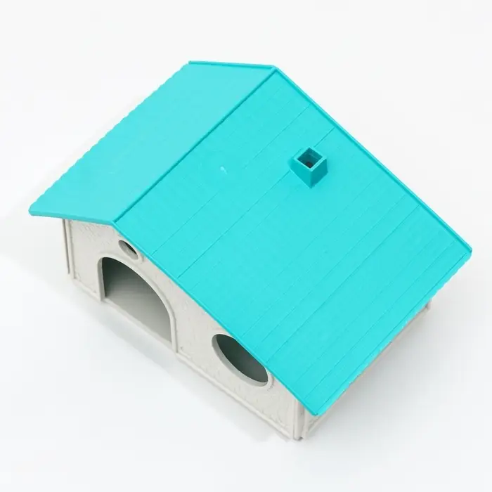 Домик для грызунов сборный &laquo;Нора&raquo; 9&times;13&times;10, пластик, белый с бирюзовой крышей