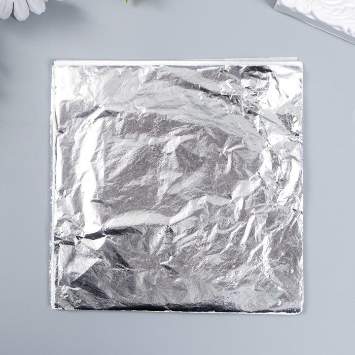 Поталь для декорирования набор 50 листов Поталь для декорирования набор 50 листов "Серебро" 14х14 см в пакете