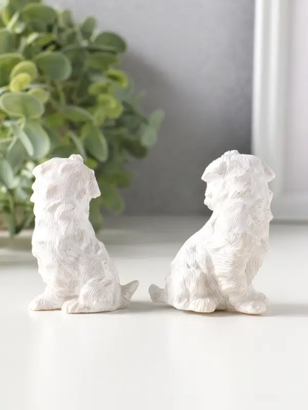 Сувенир полистоун "Белые терьеры с бантиками" набор 2 шт 3,7х5,2х6,2 см