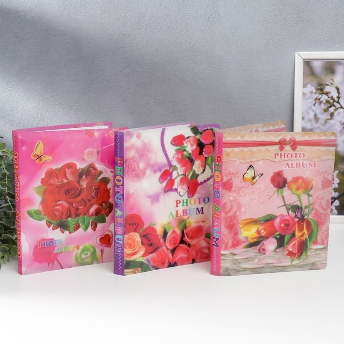 Фотоальбом на 64 фото 10х15 см  Фотоальбом на 64 фото 10х15 см "Розы МИКС" 2х17,5х23 см
