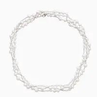 Бусы жемчужные, длинные, d=3.4, 5.6, 8.10, белые в серебре