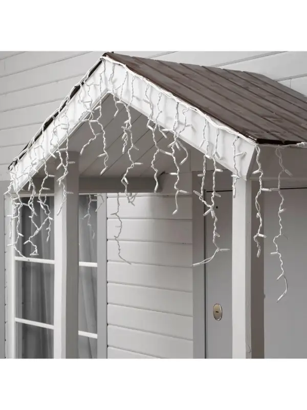 Гирлянда &laquo;Бахрома&raquo; 3&times;0.6 м, IP65, УМС, белая нить каучук, 108 LED, свечение мульти, 220 В