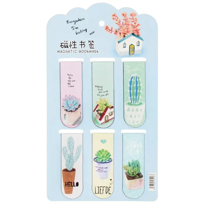 Набор магнитных закладок для книг Calligrata 6 штук, "Растения", МИКС