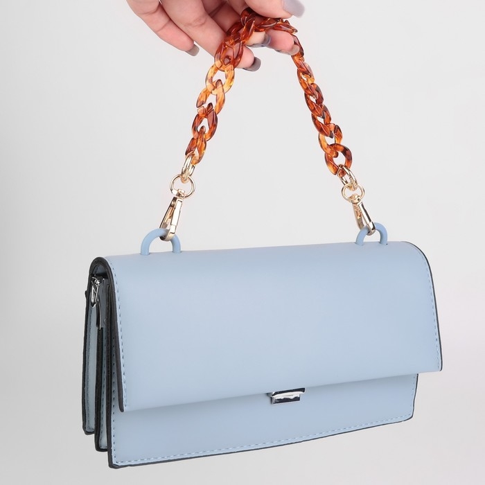 Цепочка для сумки, пластиковая, с карабинами, 23 × 17 мм, 29 - 29,5 см, цвет янтарный/золотой