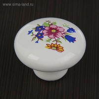 Ручка кнопка FLOWER Ceramics 017, d=32, керамическая, белая