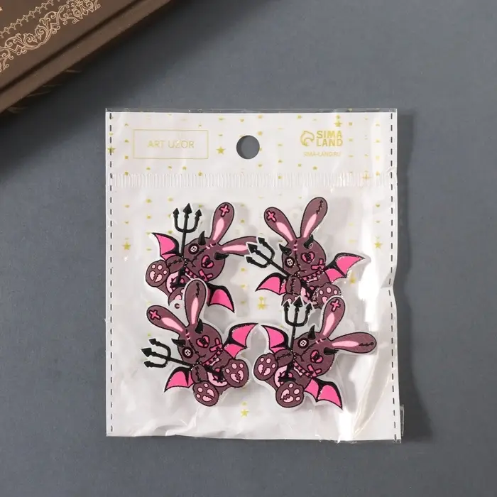 Декор для творчества акрил двусторонний Декор для творчества акрил двусторонний "Зайка-дъяволёнок" 4,3х4х0,2 см