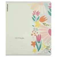 Тетрадь 12 листов в клетку ErichKrause Ikebana, 60 г/м&sup2;, обложка мелованный картон, МИКС