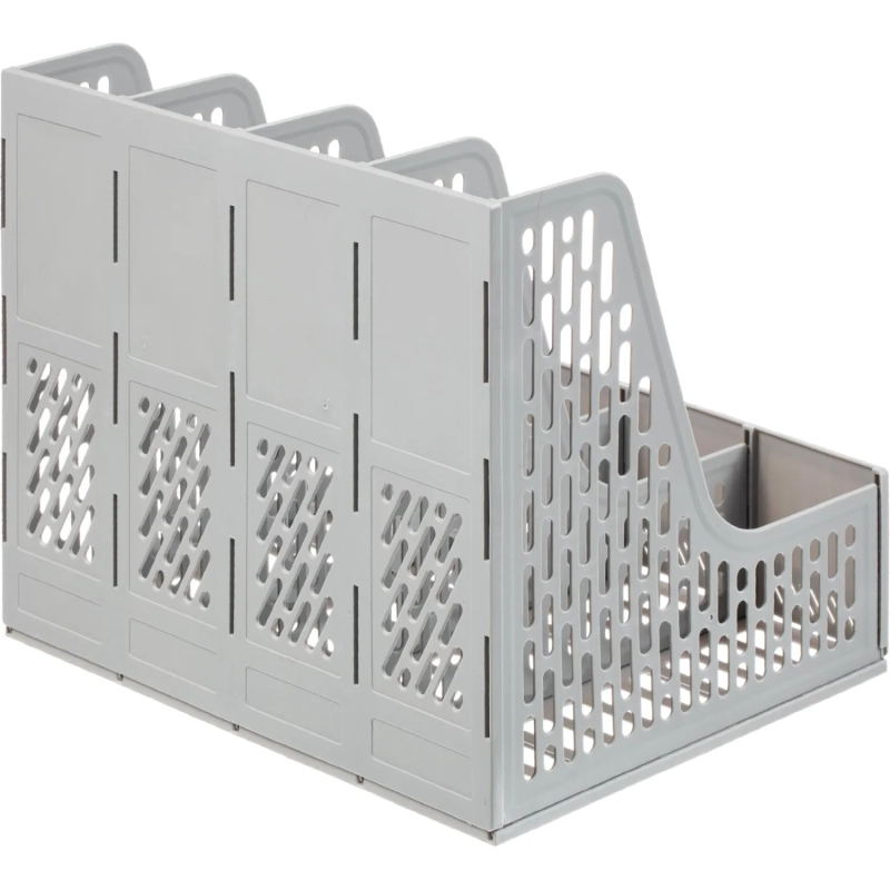 Лоток вертикальный д/бумаг Deli E9844,сбор,4отд,сер,325x257x275мм,пл