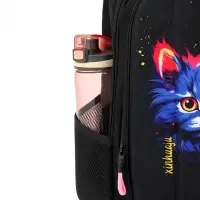 Рюкзак школьный &laquo;Котик&raquo;, эргономичная спинка, с пеналом, 32&times;17&times;41 см, чёрный