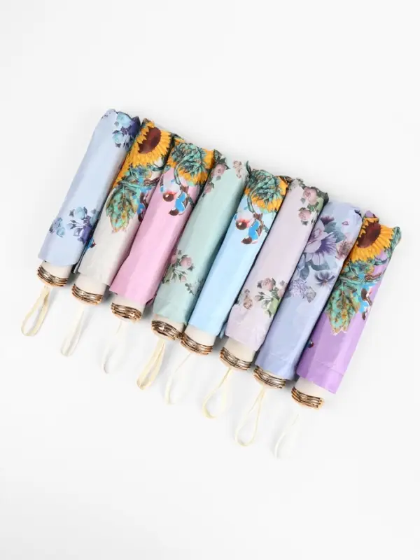 Зонт механический &laquo;Нежность&raquo;, эпонж, 4 сложения, 8 спиц, R=48/55 см, D=96 см, МИКС