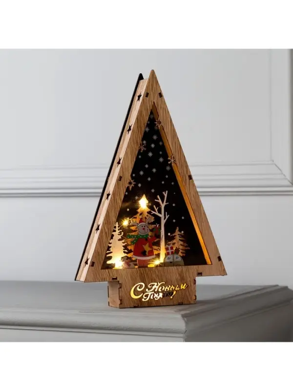 Светодиодная фигура &laquo;Новогодний олень&raquo; 19&times;30&times;4.5 см, дерево, от батареек АААх2, свечение тёплое белое