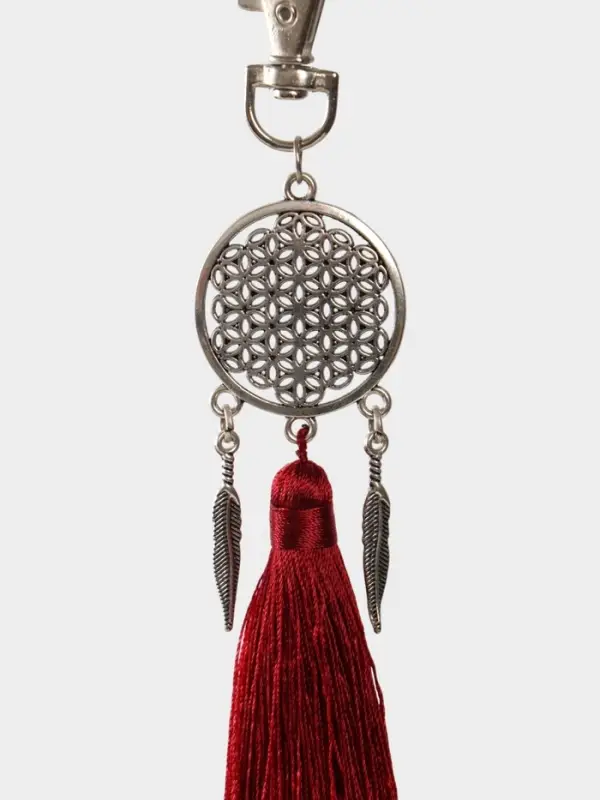 Брелок-кисточка Брелок-кисточка "Ловец снов" 17 см, цв. бордовый, серебристый