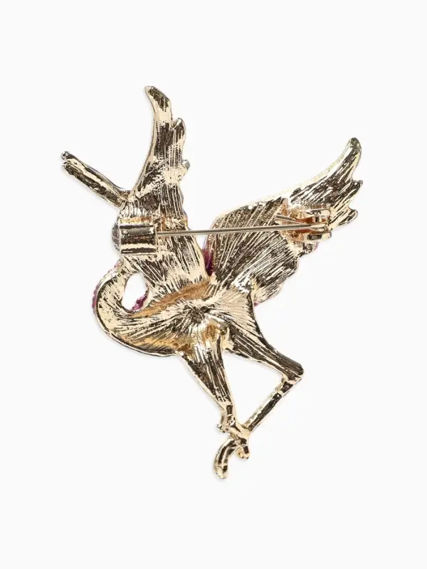 Брошь &laquo;Птица&raquo; аист, стразы, цвет фиолетовый в золоте