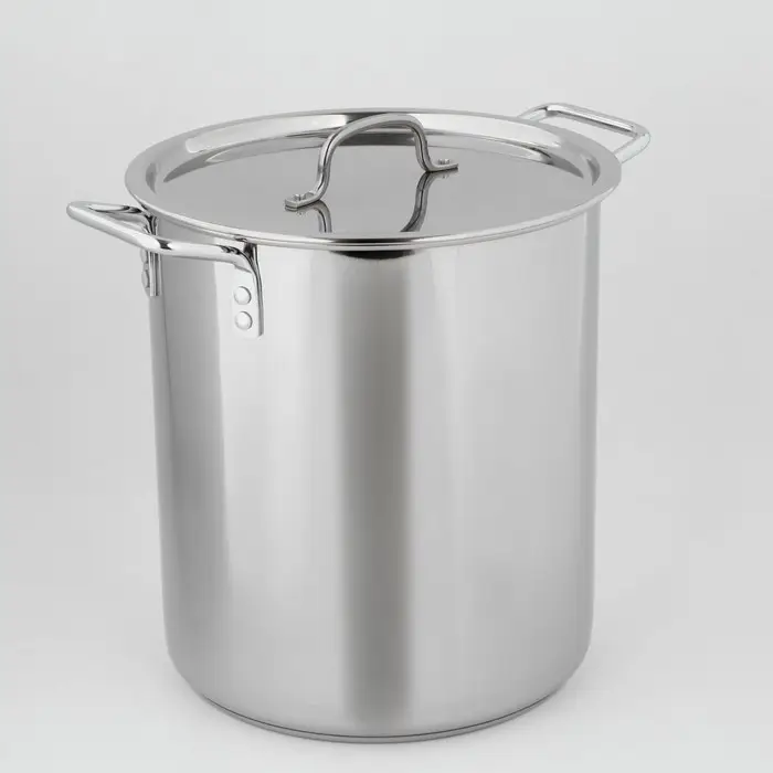 Кастрюля Катунь &laquo;Общепит&raquo;, 20 л, d=30 см, h=33 см, с крышкой, капсульное дно, индукция, нержавеющая сталь, хромированная