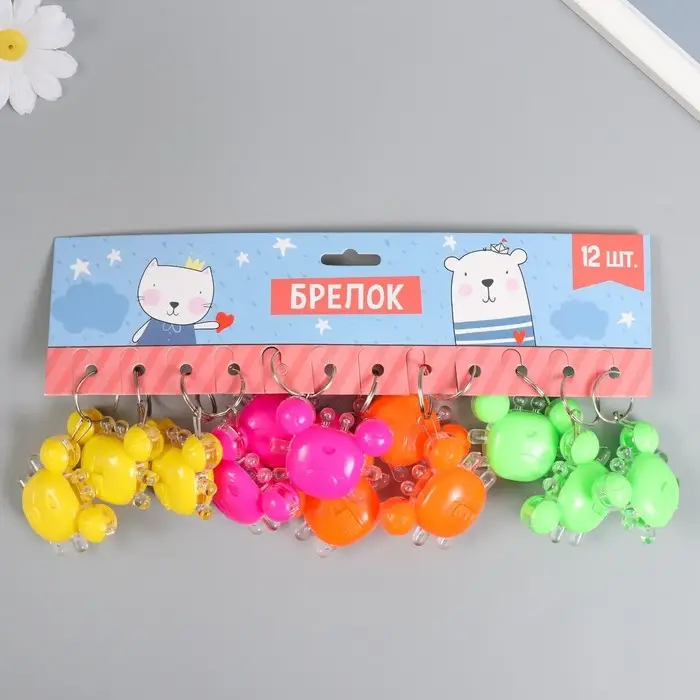 Фонарик брелок для ключей на кольце «Крабик», мигает, 4.5×4 см, МИКС Фонарик брелок для ключей на кольце «Крабик», мигает, 4.5×4 см, МИКС