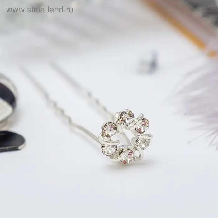 Шпилька для волос «Звёздный блик», 1.2×6 см, серебро