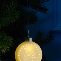 Ёлочный шар &laquo;Белка&raquo;, 8.7&times;3.1&times;9.8 см, 1 LED, керамика, от батареек LR44&times;3, свечение тёплое белое