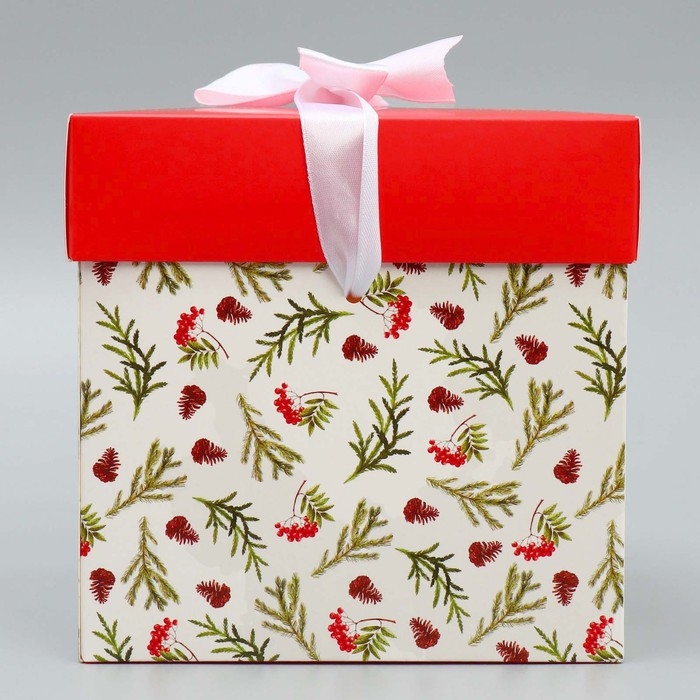 Коробка подарочная новогодняя складная «Снегири», 15 х 15 х 15 см, Новый год Коробка подарочная новогодняя складная «Снегири», 15 х 15 х 15 см, Новый год