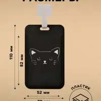 Бейдж вертикальный &laquo;Кот&raquo;, внешний размер 11&times;7 см, внутренний размер 8.2&times;5.2 см, лента 42 см