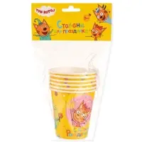 Стаканы  "Три Кота, Яркий праздник" 6 шт.(250 мл)