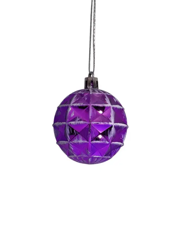 Ёлочные игрушки &laquo;Рузи&raquo;, шары новогодние, d=5.5 см, набор 9 шт., грани, белый/фиолетовый