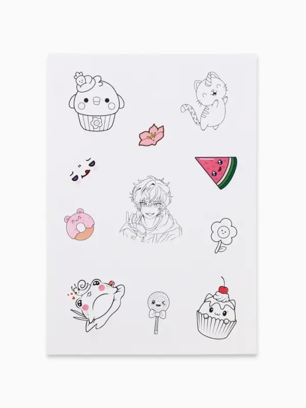Наклейки детские, раскраска, 3 листа, А5 «Аниме»