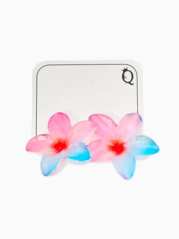 Серьги пластик &laquo;Цветок Лилии&raquo;, прозрачные, блёстка, розовый, голубой