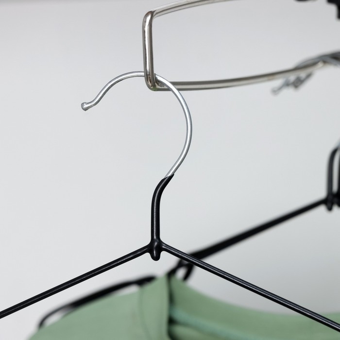 Набор вешалок антискользящих, металл с ПВХ покрытием, 41×20×0,3 см, 5 шт, цвет черный