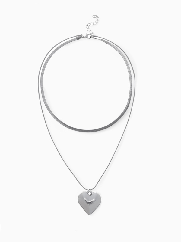 Кулон «Сердце» два ряда, серебряный в серебре, 45 см Кулон «Сердце» два ряда, серебряный в серебре, 45 см