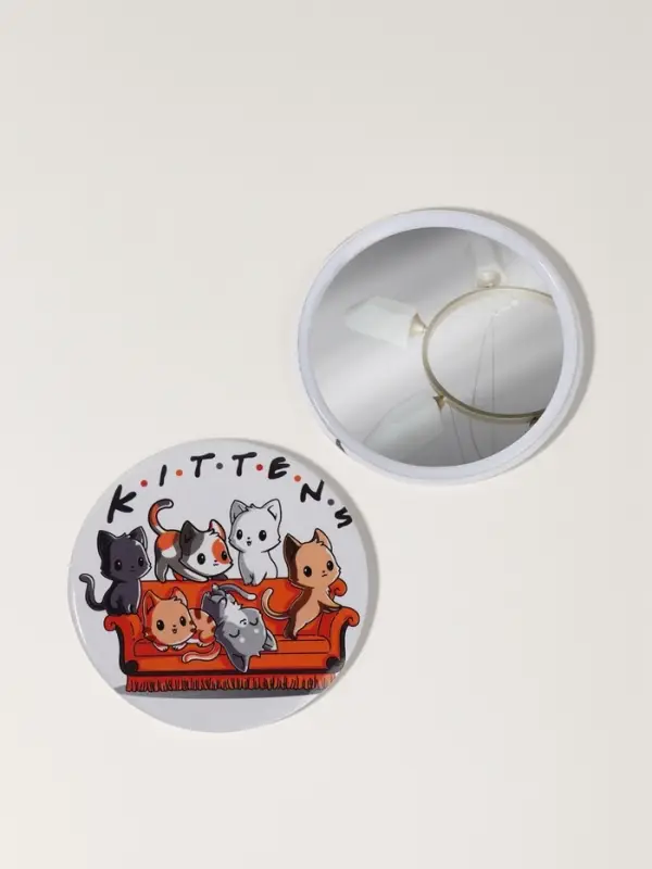 Зеркало карманное KITTENS, d=7 см, разноцветное