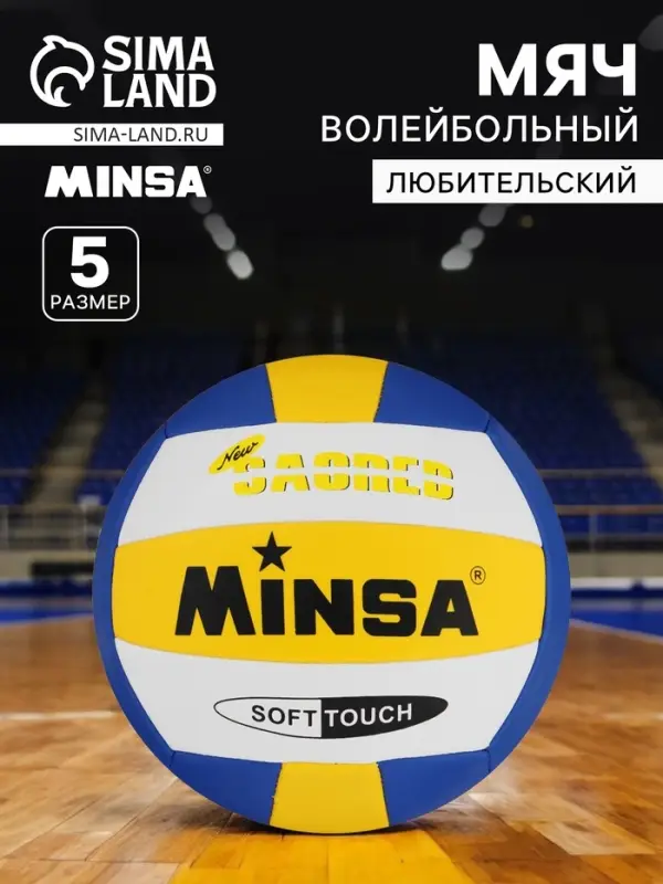 Волейбольный мяч MINSA, машинная сшивка, 18 панелей, р. 5, TPU