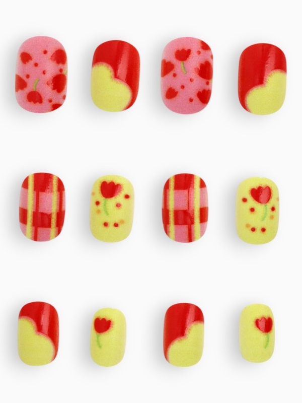 Детские накладные ногти "Цветочки", 12 шт