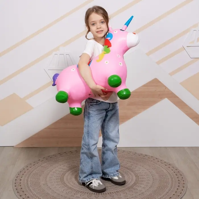 Попрыгун ZABIAKA &laquo;Единорог&raquo;, 51&times;25&times;50 см, розовый