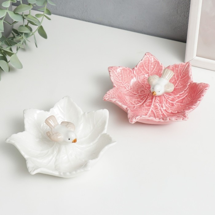 Сувенир керамика подставка Сувенир керамика подставка "Птица на кленовом листе" МИКС 5,5х13,7х13,5 см