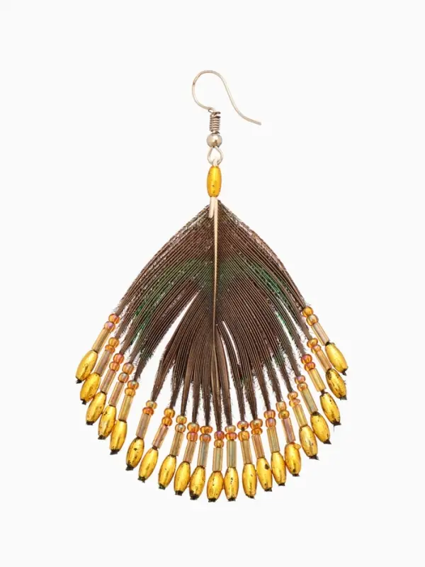 Серьги &laquo;Павлин&raquo;, 5&times;8 см, жёлтые