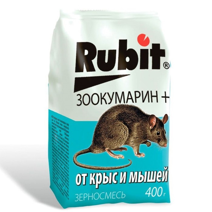 Зерновая смесь от крыс и мышей, Зерновая смесь от крыс и мышей, "Rubit" Зоокумарин+, 400 Г
