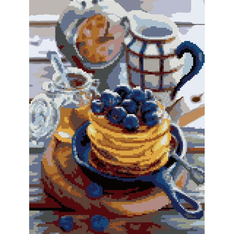 Алмазная мозаика 30x40см(частичное заполнение)Черничные панкейкиАм-038